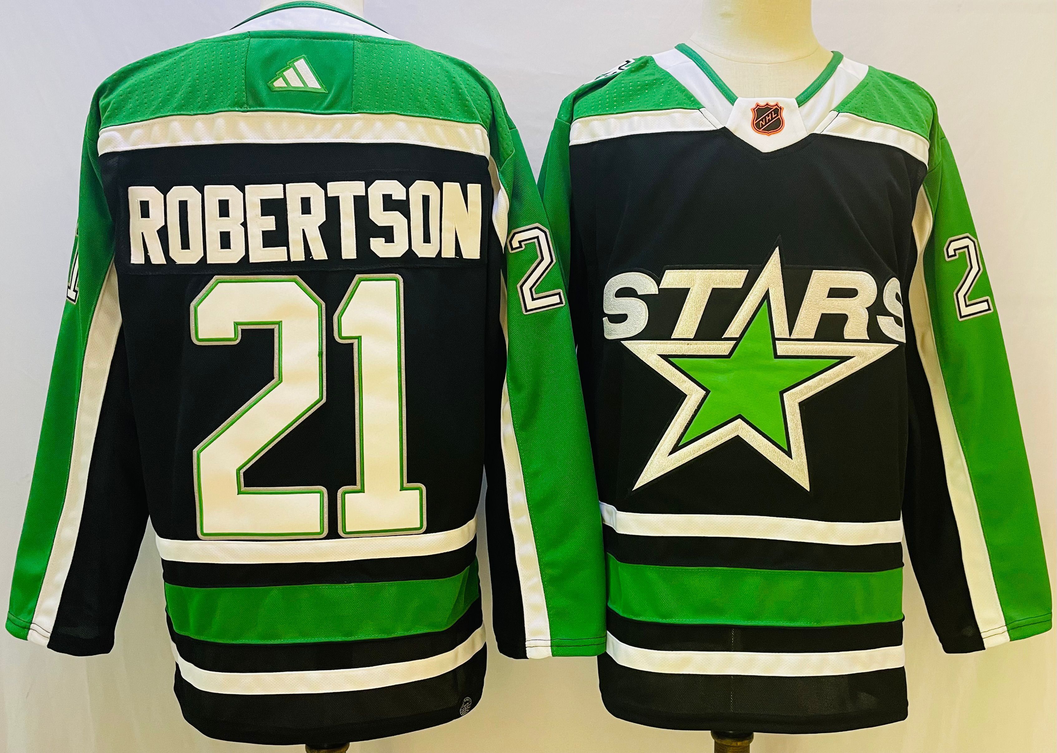 Men Dallas Stars 21 Robertson Black Throwback 2022 Adidas NHL Jersey